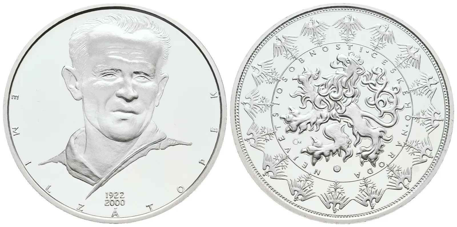 Stříbrná investiční medaile - Emil Zátopek - Ag 29 g - 999/1000 + Certifikát