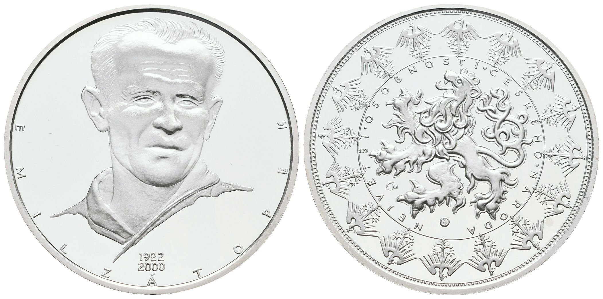 Stříbrná investiční medaile - Emil Zátopek - Ag 29 g - 999/1000 + Certifikát