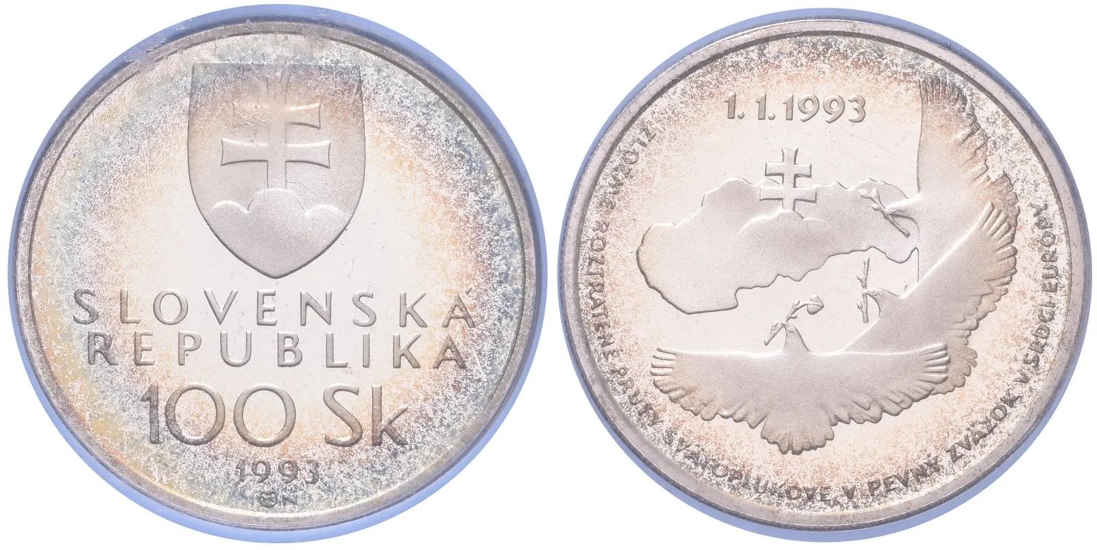 100 Sk 1993 - Vznik Slovenské republiky, Aurea.S11, pův. etue, — 1
