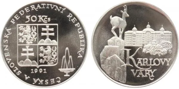 50 Kčs 1991 - Karlovy Vary, PROOF