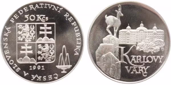 50 Kčs 1991 - Karlovy Vary, PROOF