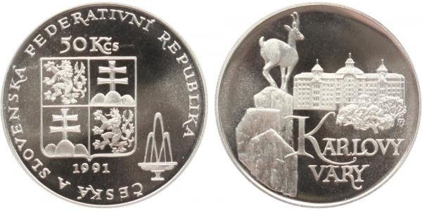 50 Kčs 1991 - Karlovy Vary, PROOF