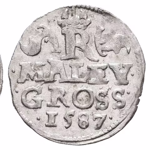 Malý groš 1587, Praha-Ercker, HN.21 (opis 6e), krásná zachovalost, pěkně vyražený