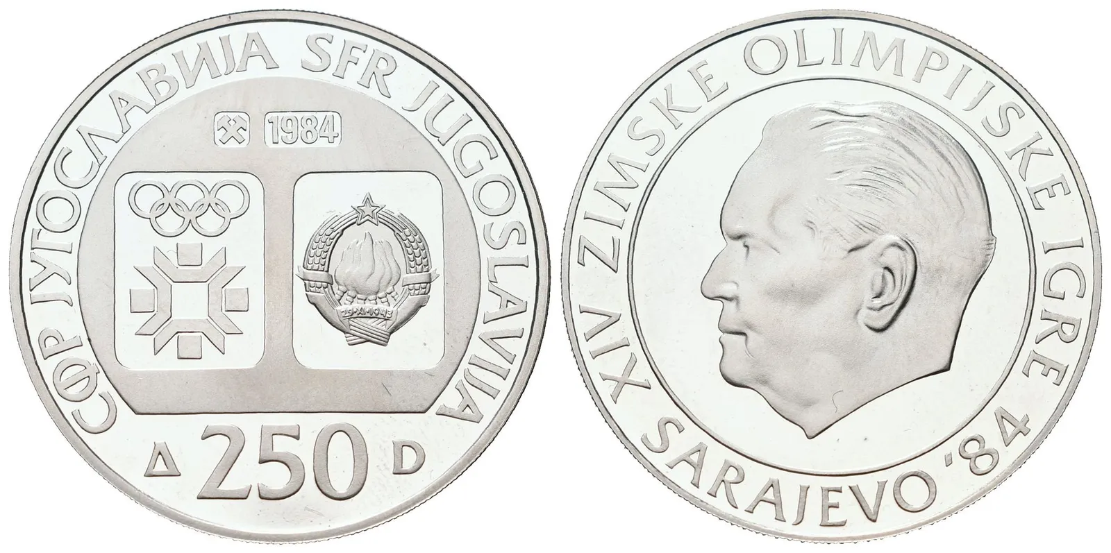 Jugoslávie, 250 Dinár 1984 - ZOH Sarajevo