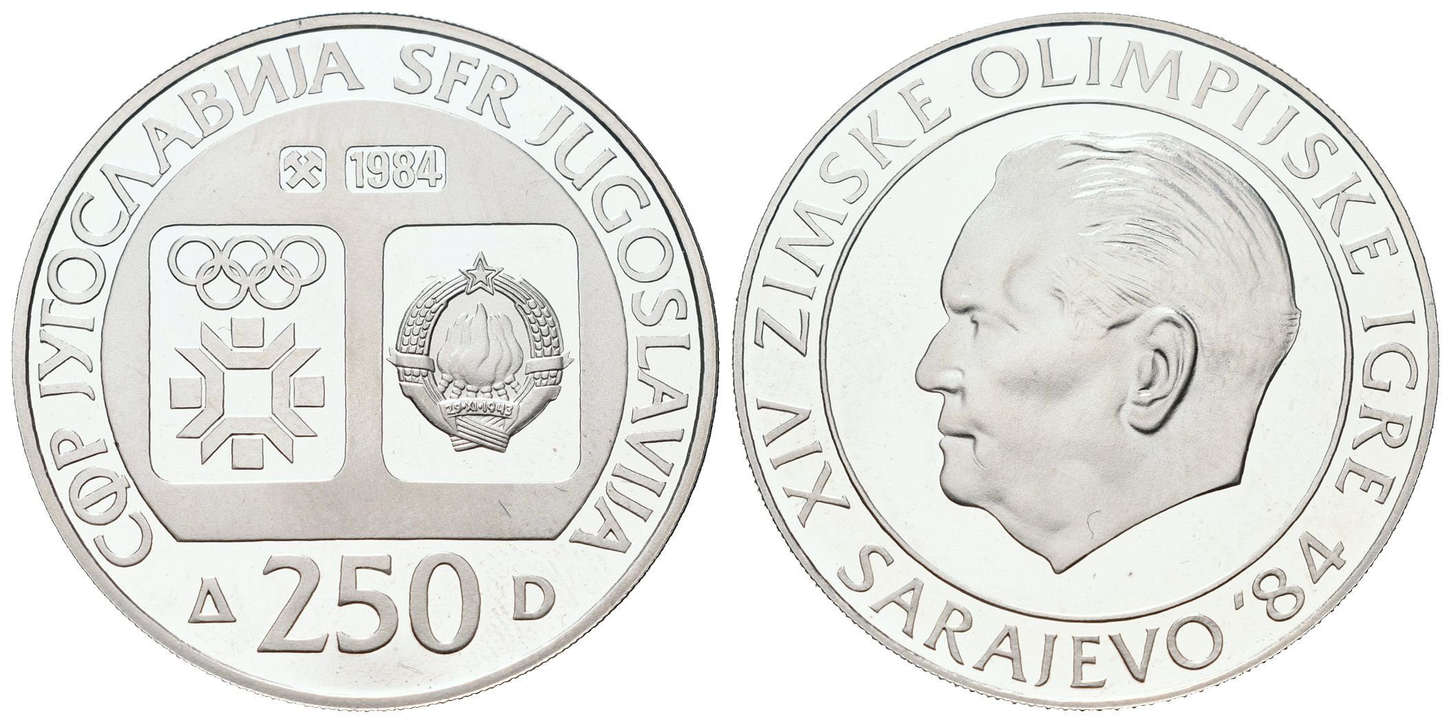 Jugoslávie, 250 Dinár 1984 - ZOH Sarajevo
