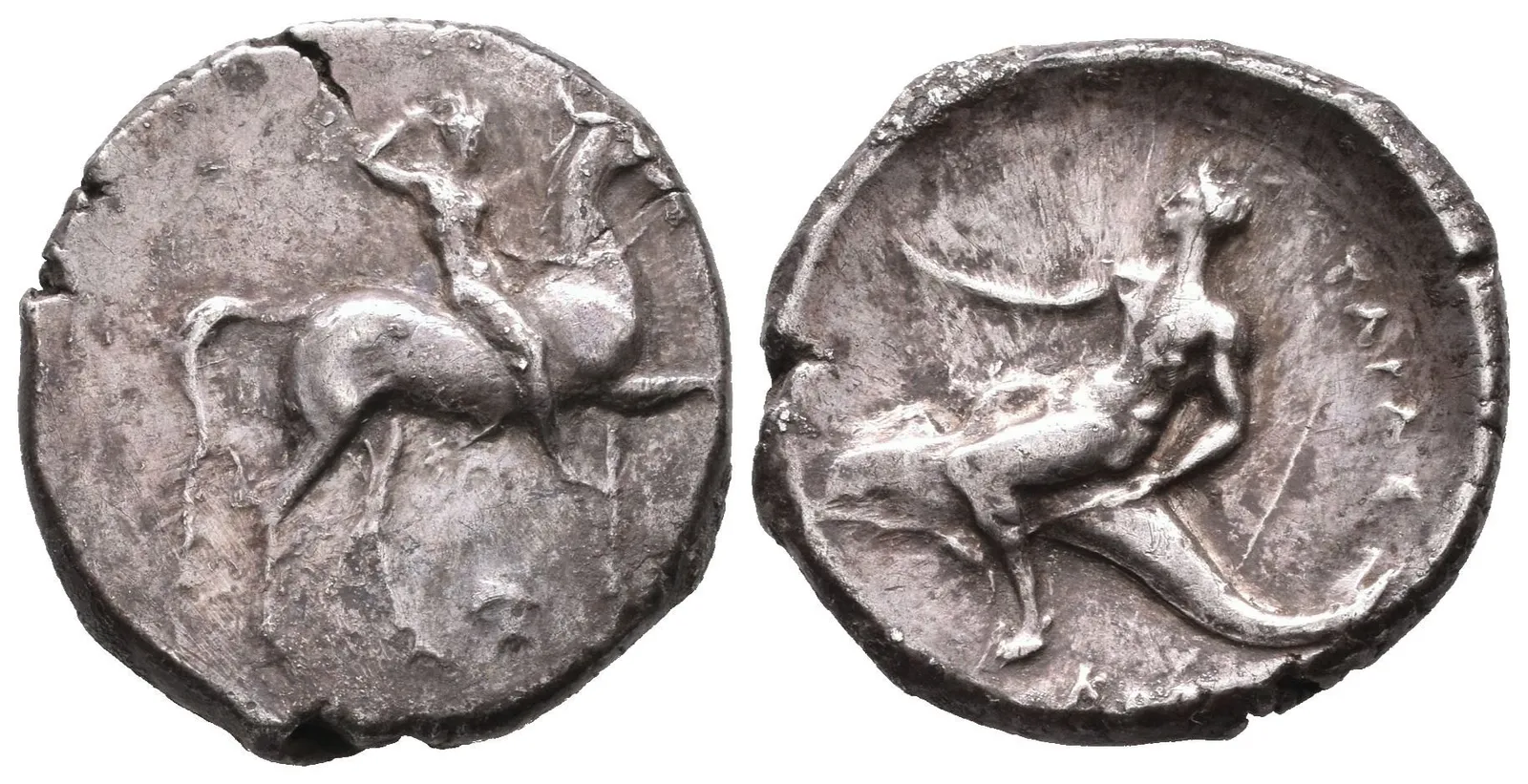 Didrachma, 332 - 302 př. Kr., Jezdec se štítem a oštěpem na koni zprava, — 1