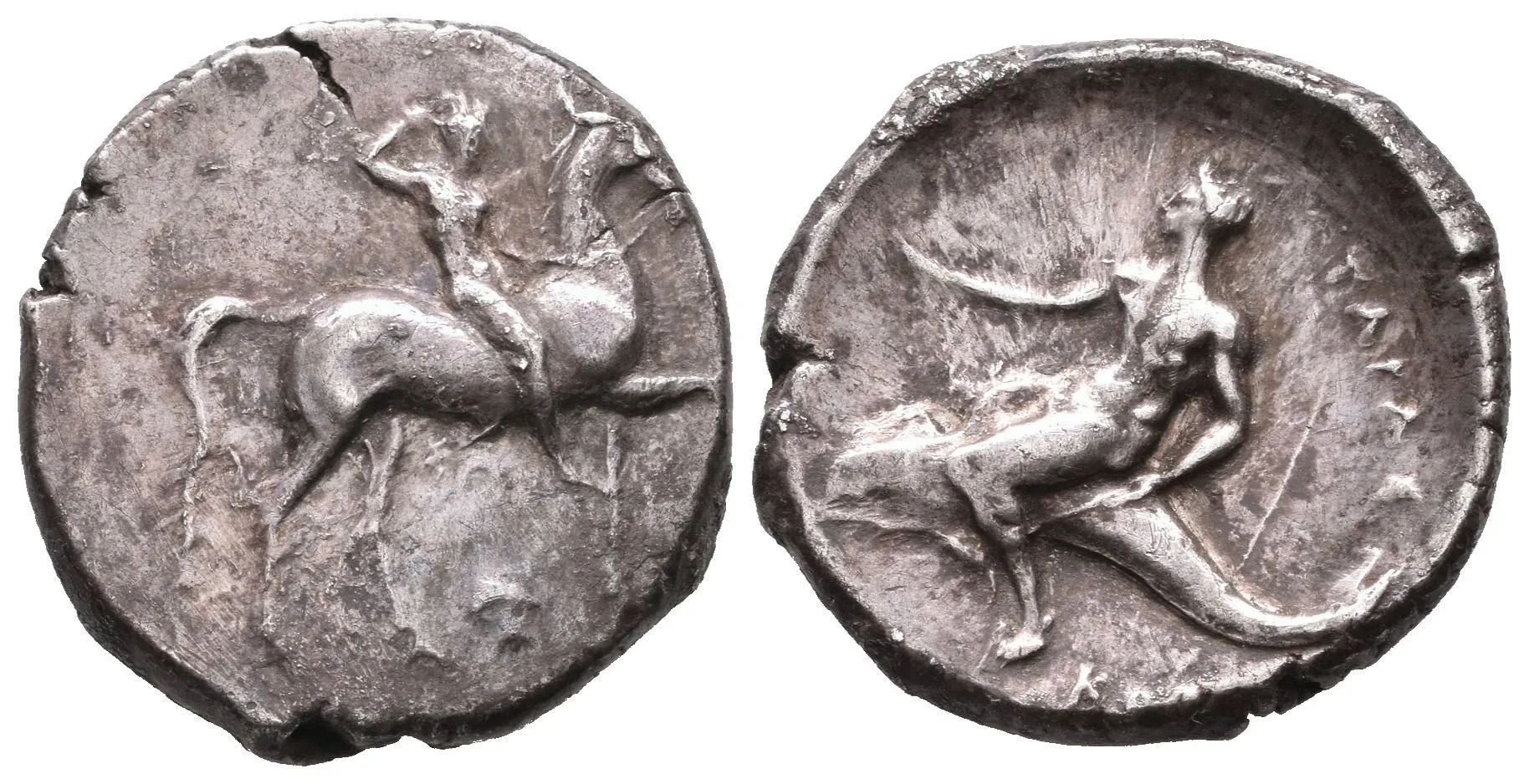 Didrachma, 332 - 302 př. Kr., Jezdec se štítem a oštěpem na koni zprava, — 1