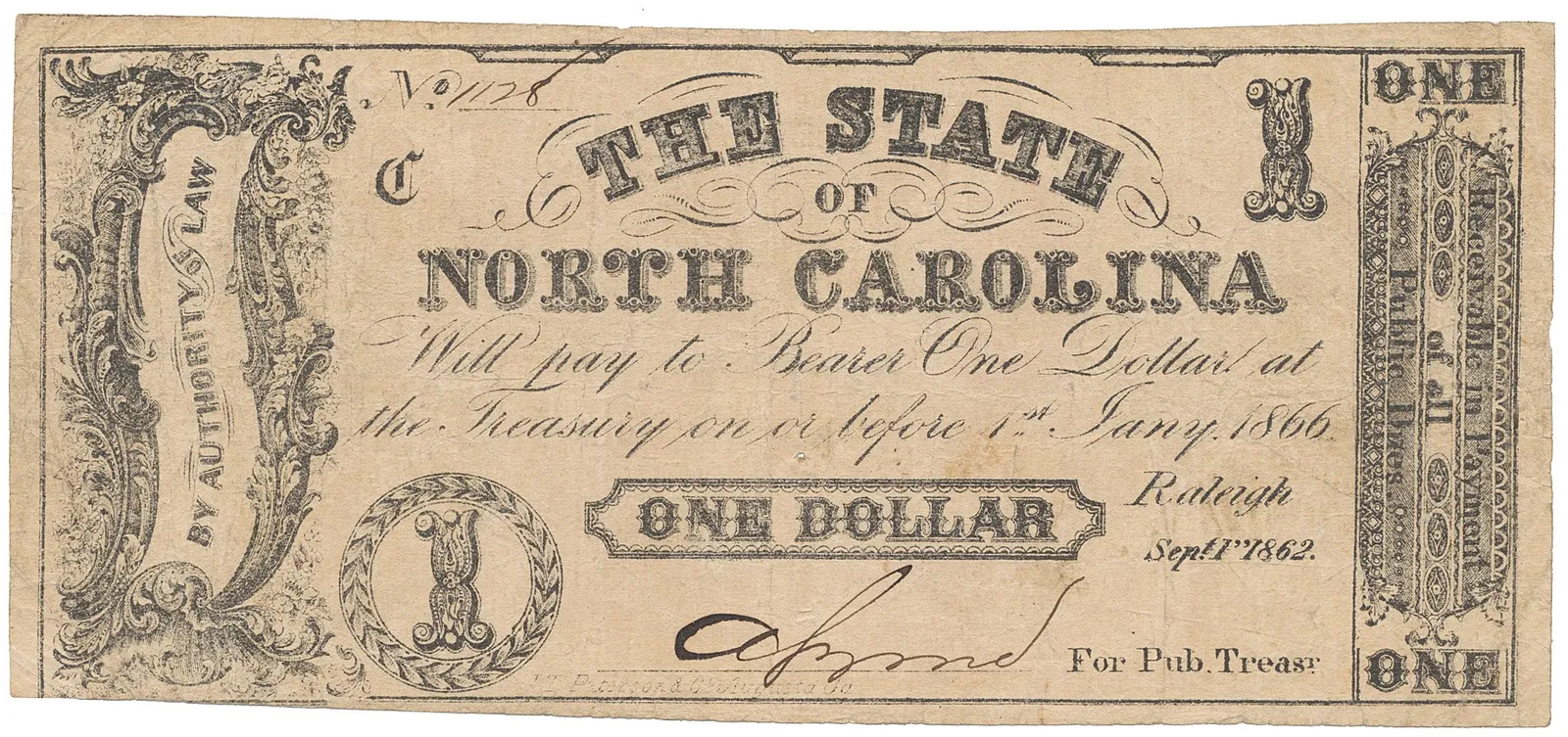 USA, North Carolina, 1 Dollar 1. 9. 1862