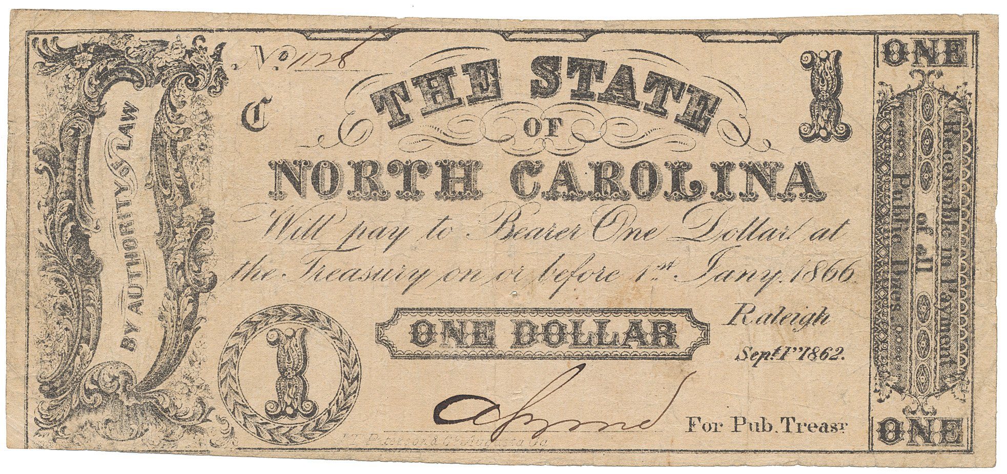 USA, North Carolina, 1 Dollar 1. 9. 1862