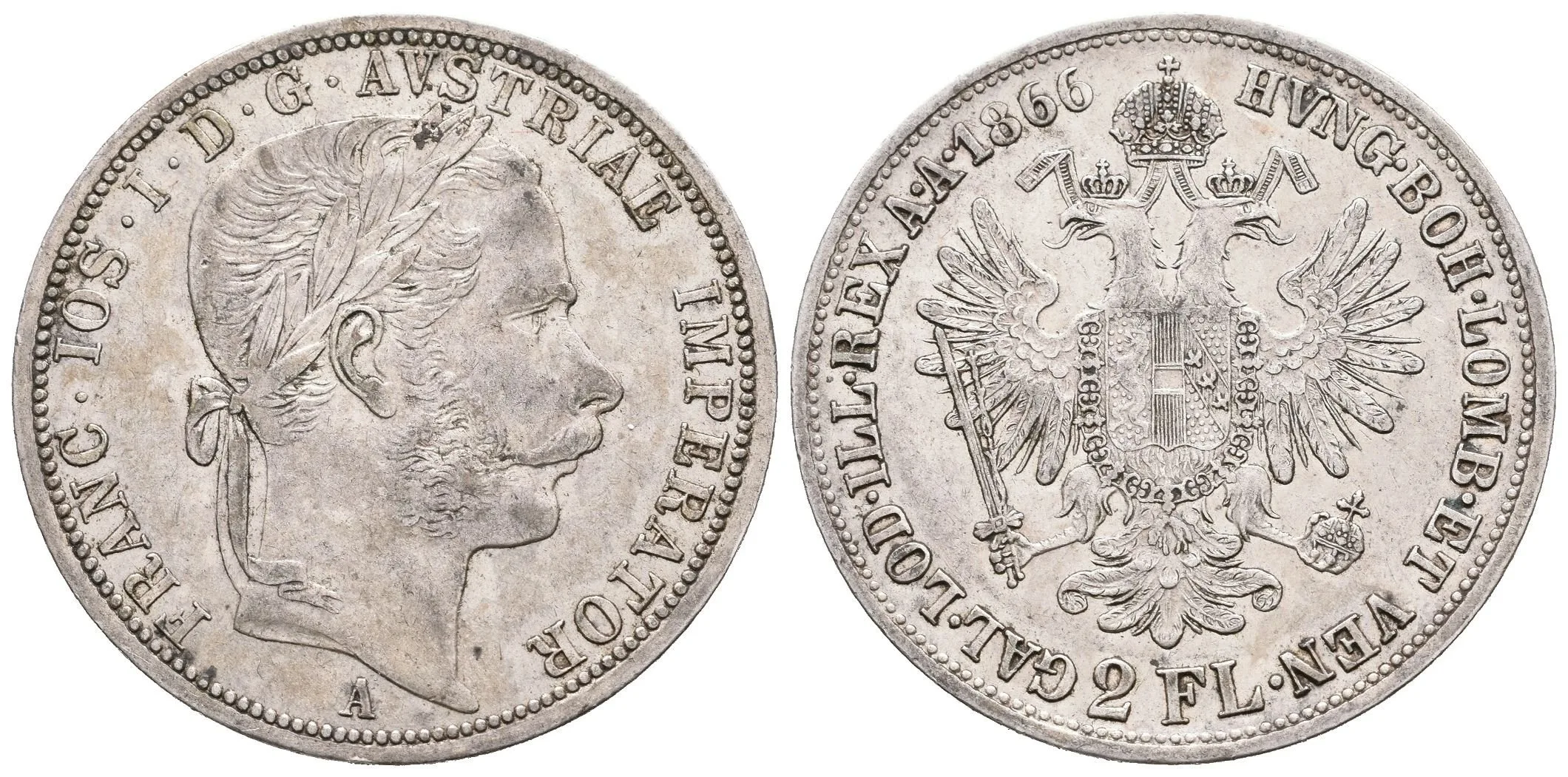 2 Zlatník 1866 A, patina, rysky, oběh — 1