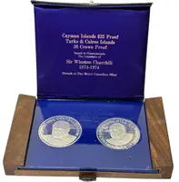 Kajmanské ostrovy, Sada pamětních mincí 25 Dollars a 20 Crowns - Winston Churchill - fotografie 2