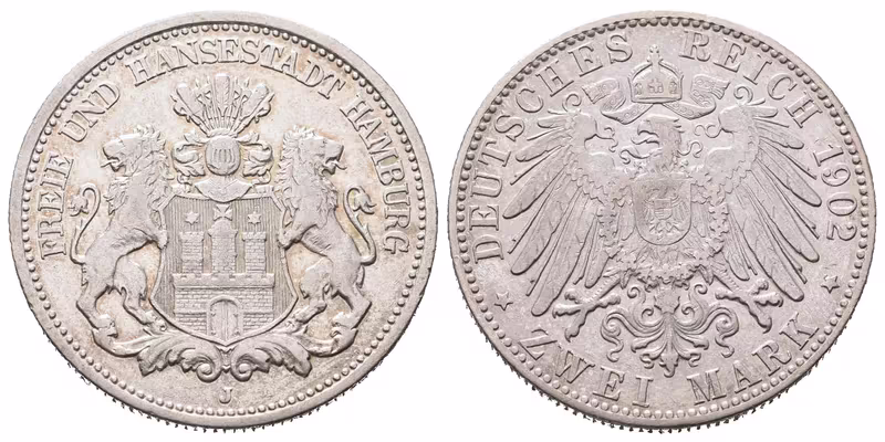 Hamburg, 2 Marka 1902 J