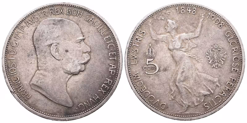 5 Koruna 1908 - jubilejní