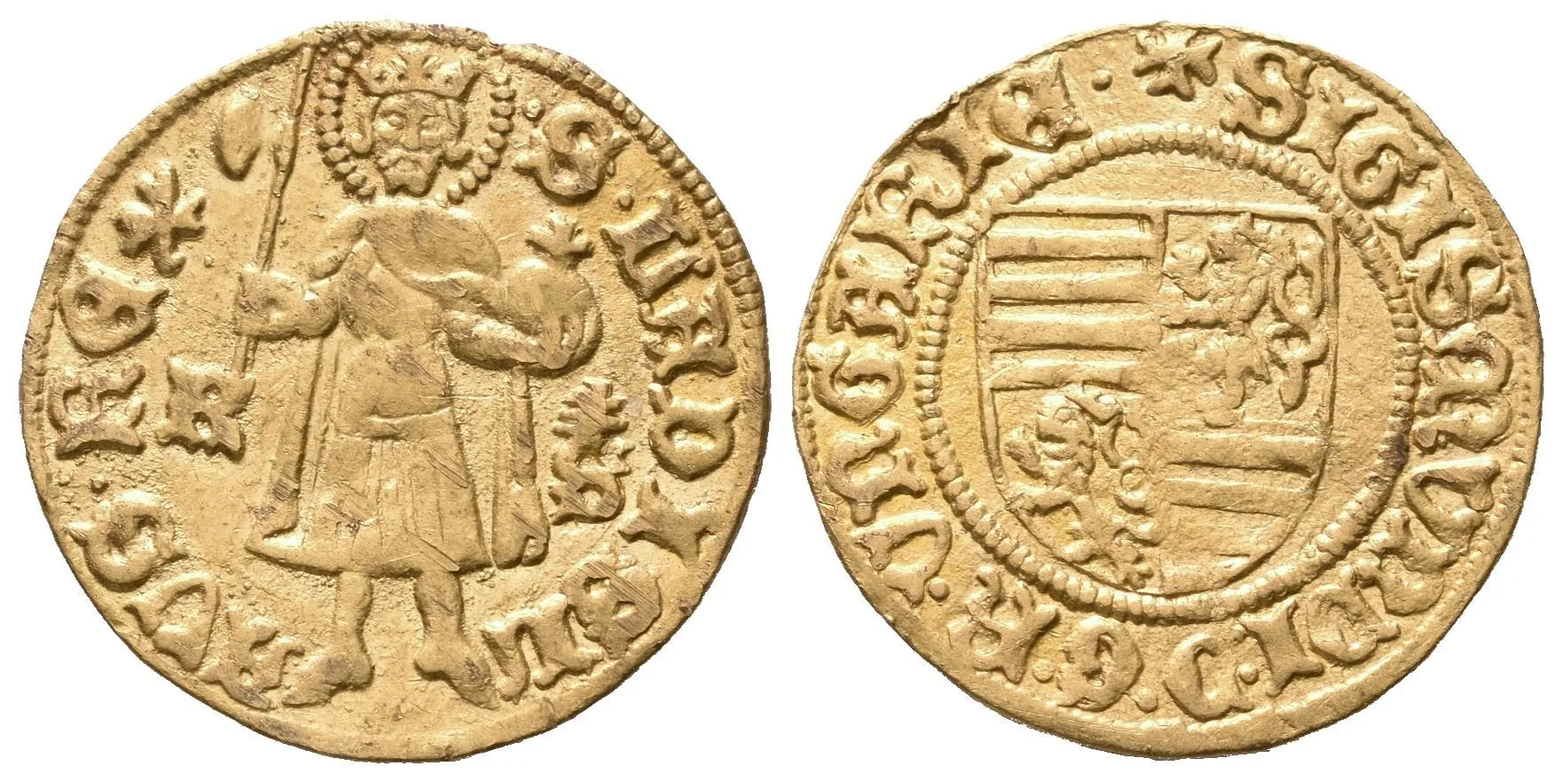 Dukát b.l. (1431 - 1437), Kremnica, Lengyel.18/21, Pohl.D 2-34 (3,56 g), — 1
