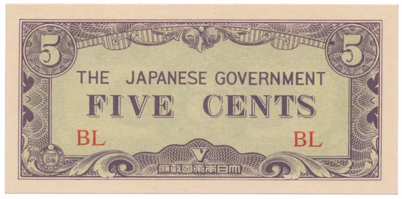 Barma - japonská okupace, 5 Cents (1942), P.10a