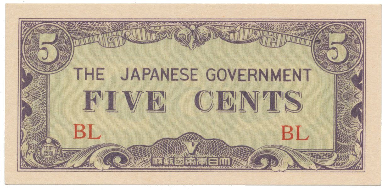 Barma - japonská okupace, 5 Cents (1942), P.10a