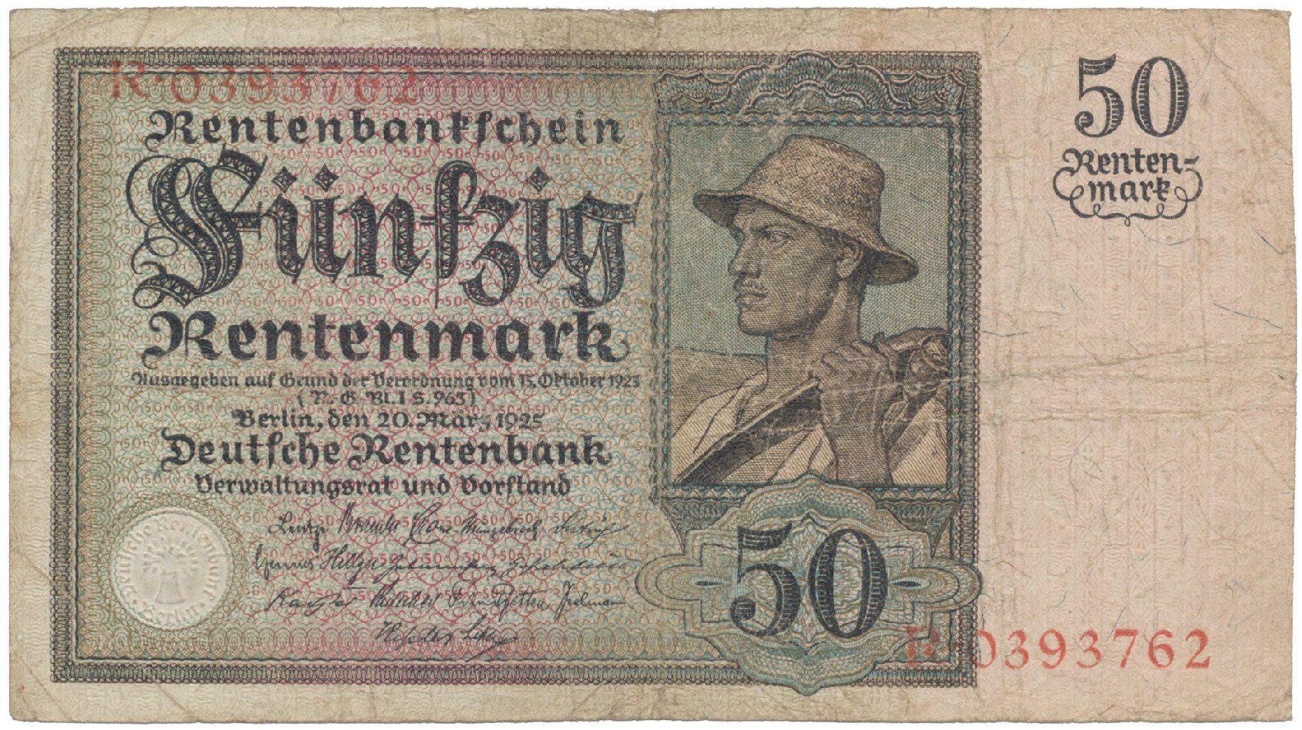 Německo, 50 Rentenmark 1925, Hej.D15a