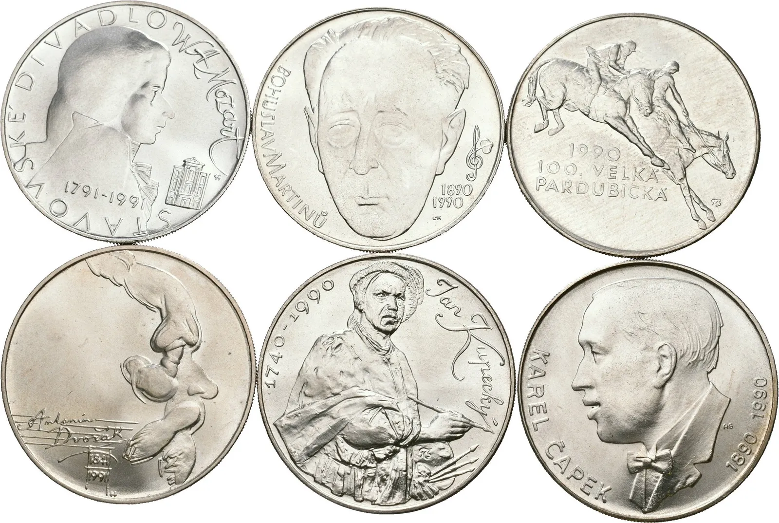 Soubor mincí 100 Kčs - 1990 - Bohuslav Martinů, Kupecký, Pardubická, — 1