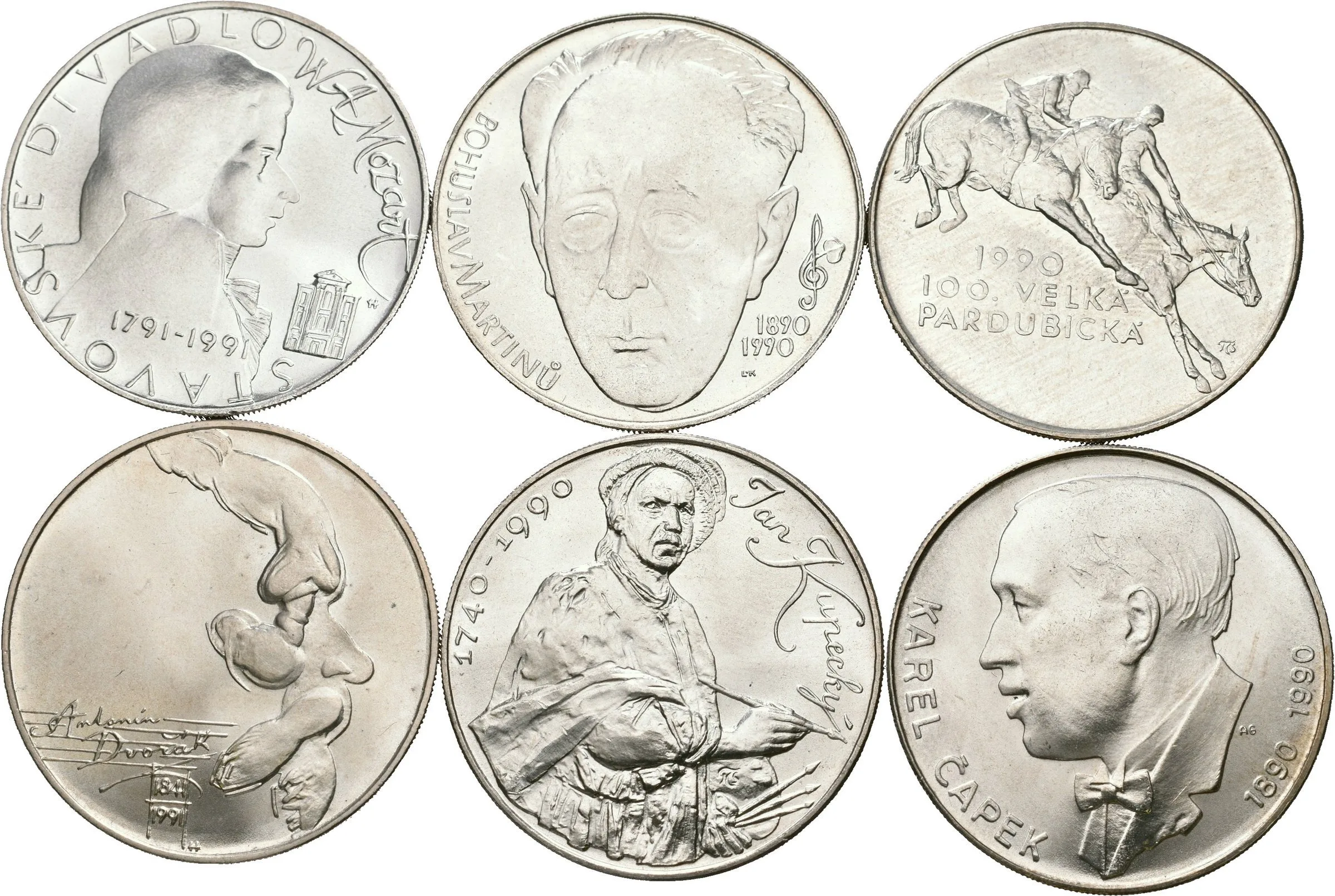 Soubor mincí 100 Kčs - 1990 - Bohuslav Martinů, Kupecký, Pardubická, — 1