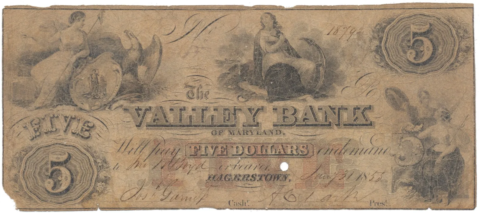 USA - Maryland, 5 Dollar 1855