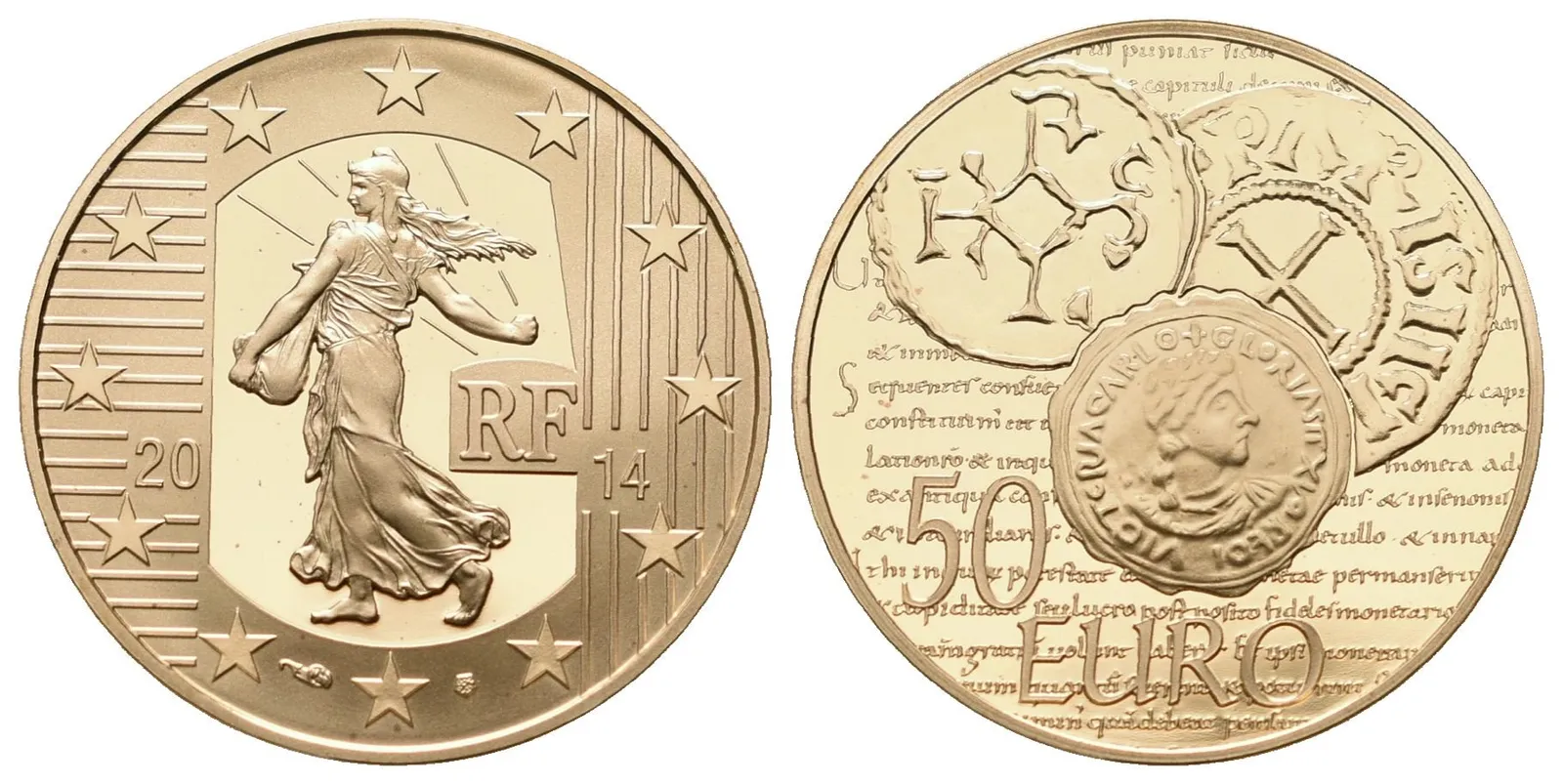 Francie, 50 Euro 2014 - Denár Charles le Chauve