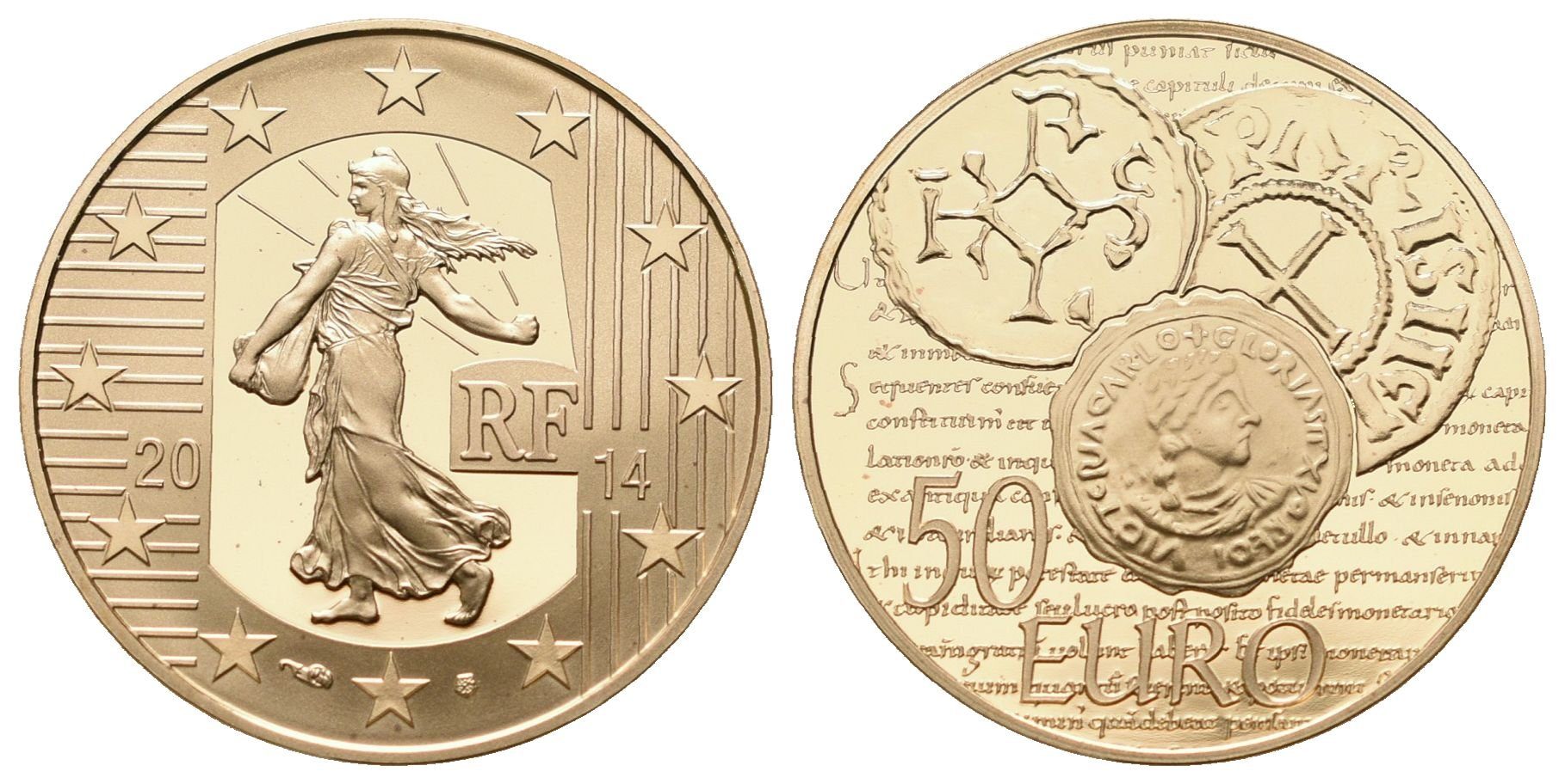 Francie, 50 Euro 2014 - Denár Charles le Chauve