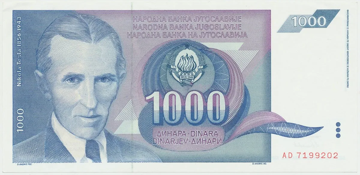 Jugoslávie, 1000 Dinara 1991, P.110