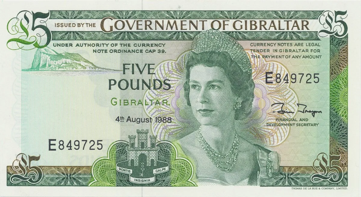 Gibraltar, 5 Pounds 1988, P.21b