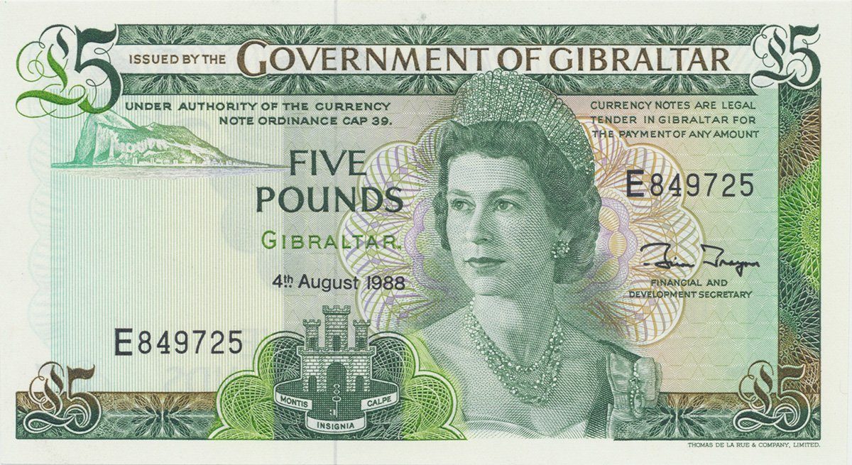 Gibraltar, 5 Pounds 1988, P.21b