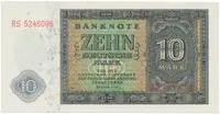 Německo - NDR, 10 DM 1948, tisk NDR (1952), 7-místný číslovač, Ros.343d