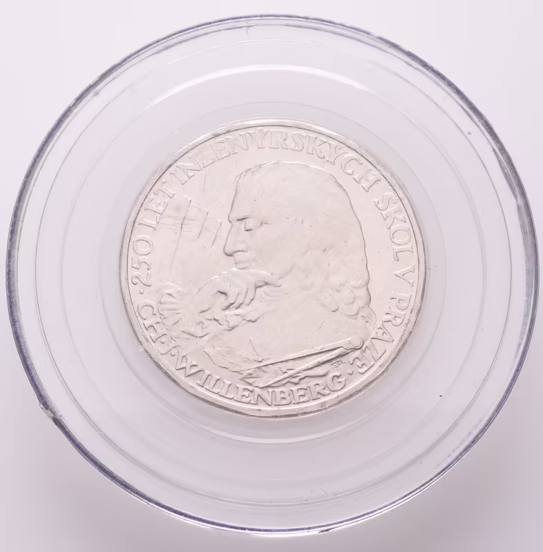 10 Kčs 1957 - Inženýrské školy v Praze, PROOF, původní etue