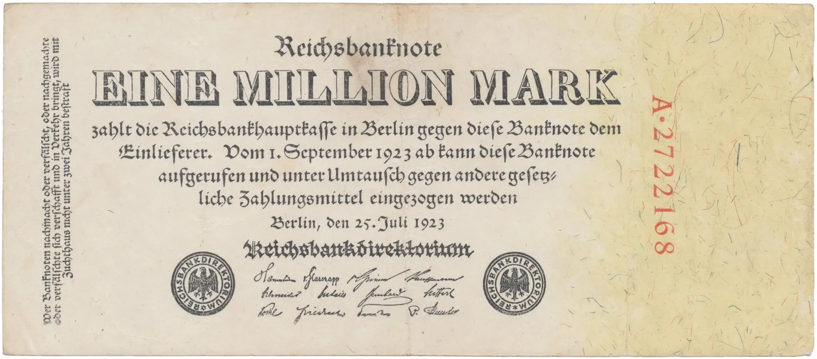 Německo, 1 Million Mark 1923, Ro.92a