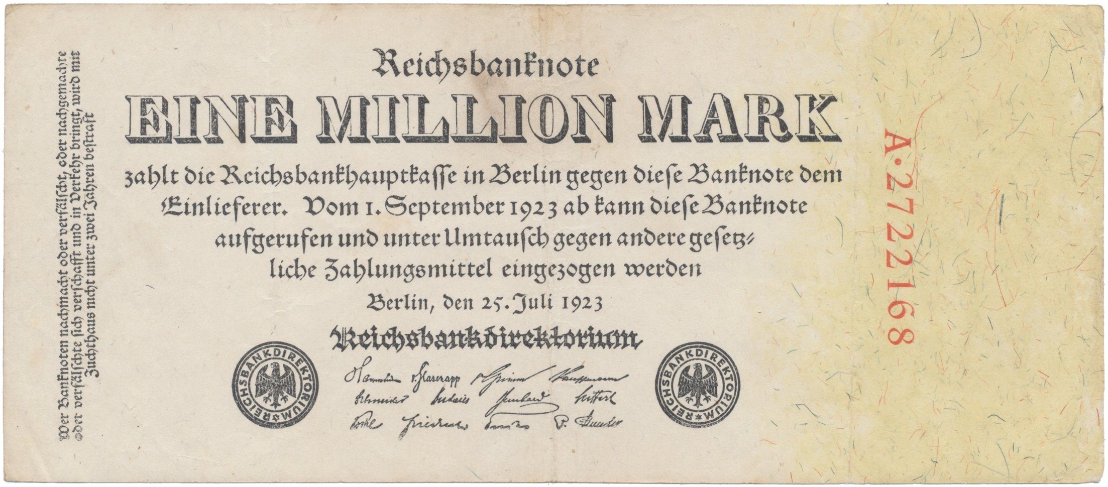 Německo, 1 Million Mark 1923, Ro.92a