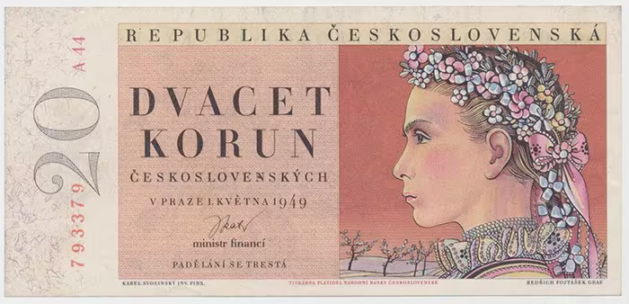 20 Koruna 1949, I. vydání, Hej.84a