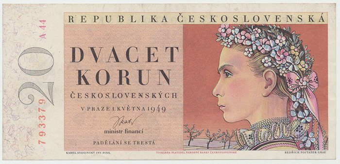 20 Koruna 1949, I. vydání, Hej.84a