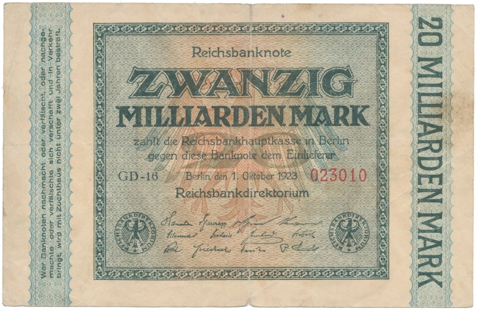 Německo, 20 Milliarden Mark 1923, Ro.115b