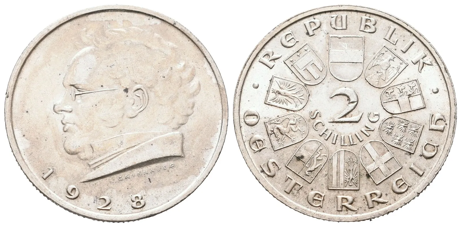 Rakousko, 2 Schilling 1928 - Schubert