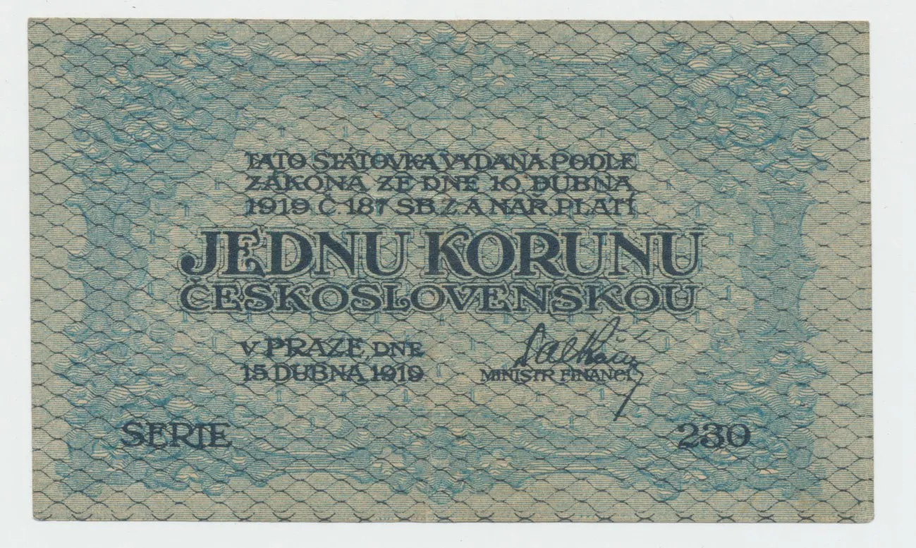 Československo, 1 Koruna 1919, série 230, Hej.7a