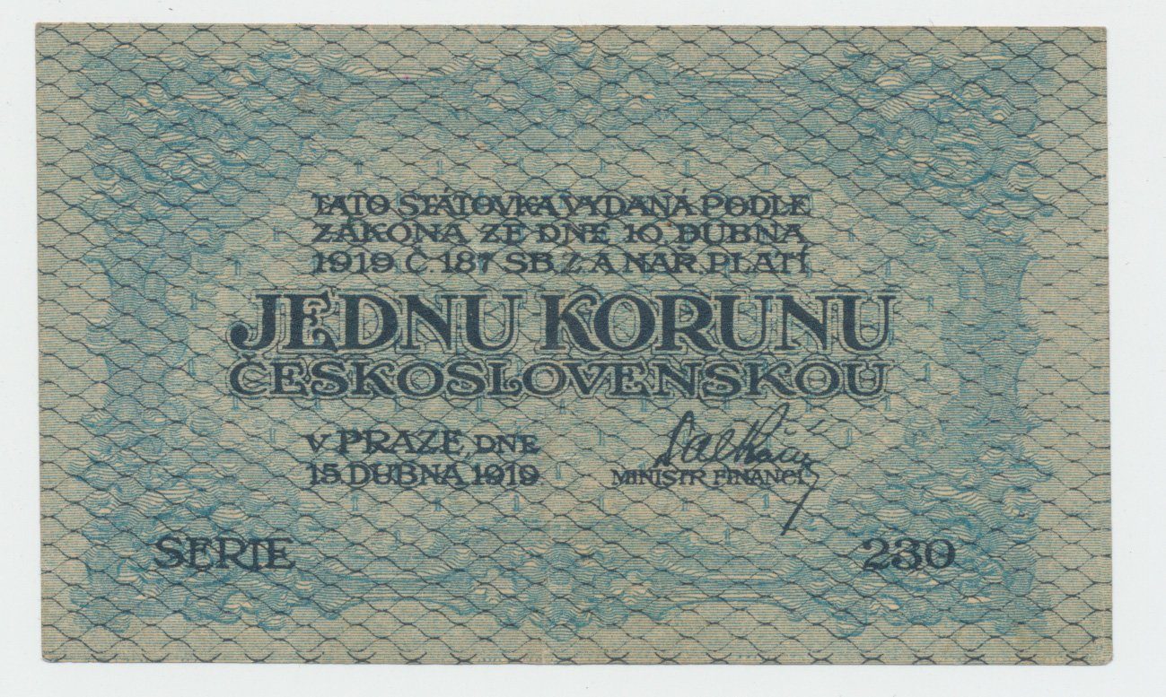 Československo, 1 Koruna 1919, série 230, Hej.7a