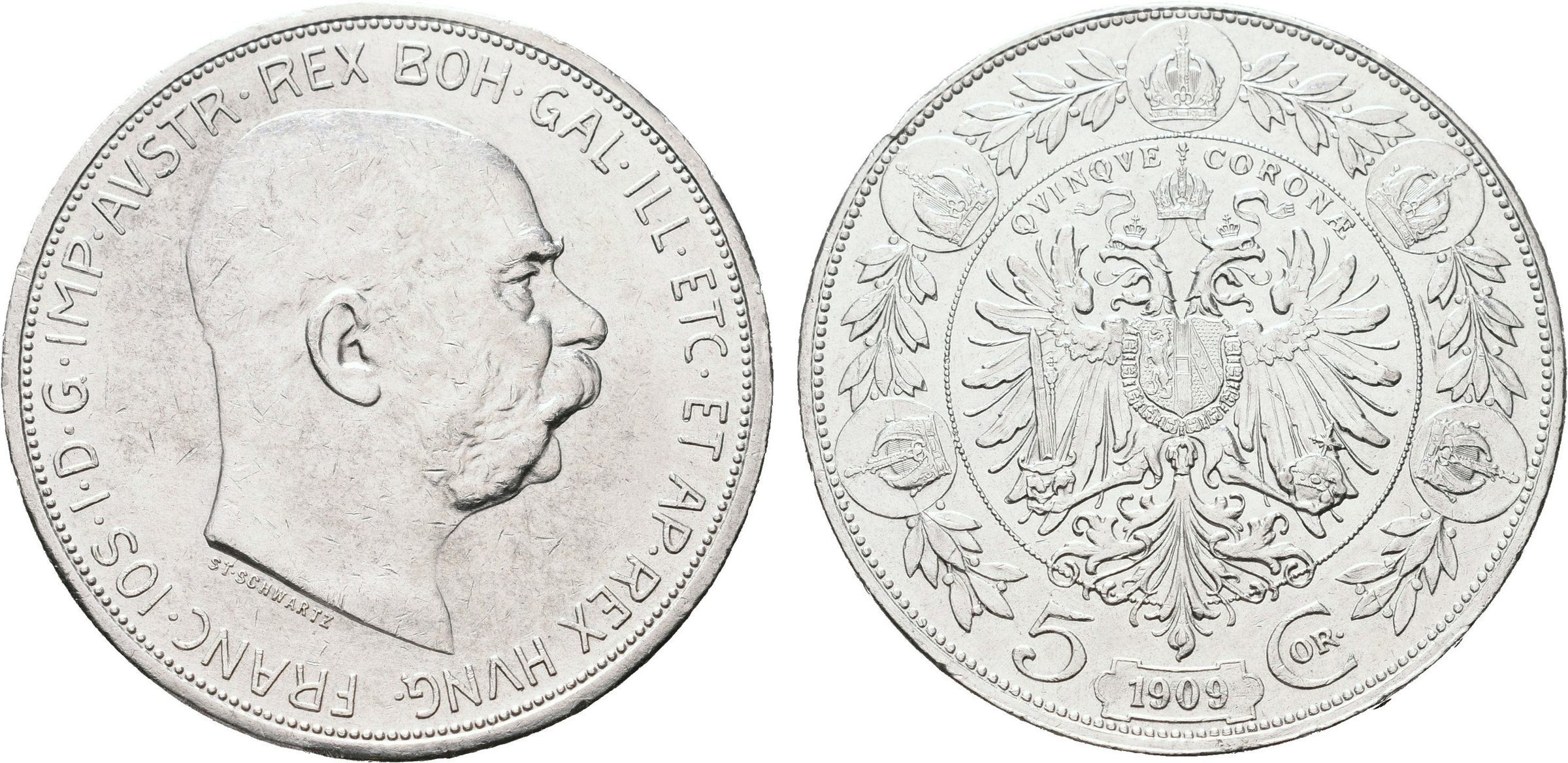 5 Koruna 1909 Schwartz