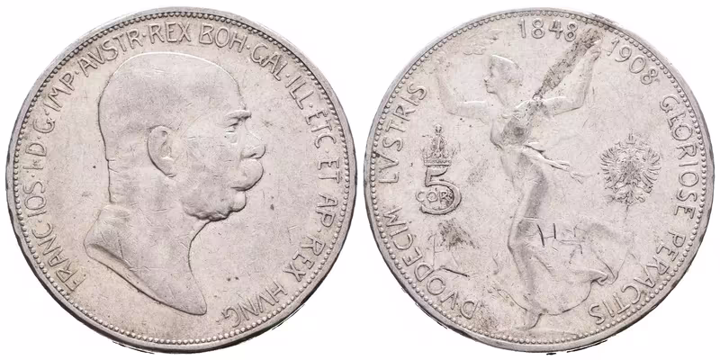 5 Koruna 1908 - jubilejní
