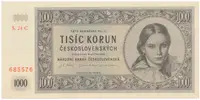 1000 Koruna 1945, II. vydání, série C, perforace 3 m.d., Hej.79aS1
