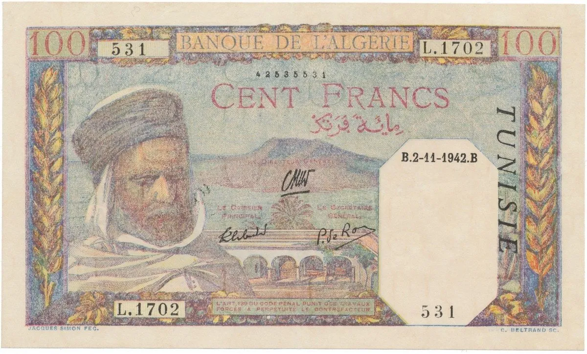 Alžírsko, 100 Francs 1942, P.85