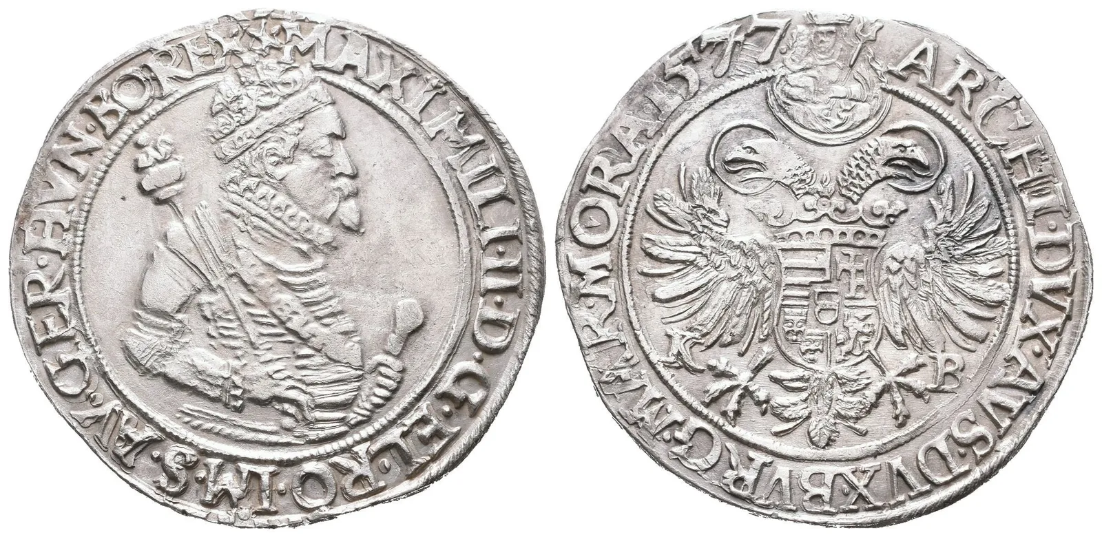 1/2 Tolar 1577 KB, Kremnica, Husz.983, pěkná zachovalost, patina — 1