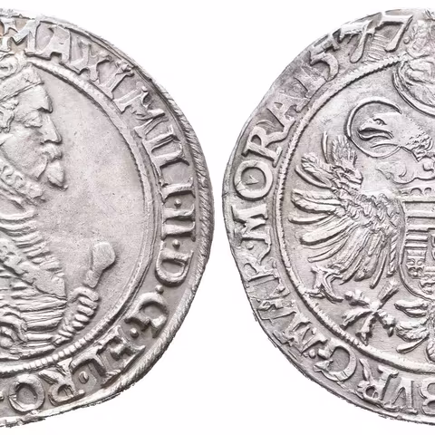 1/2 Tolar 1577 KB, Kremnica, Husz.983, pěkná zachovalost, patina