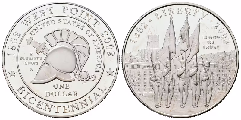 USA, 1 Dollar 2002 - West Point Military Academy, PROOF