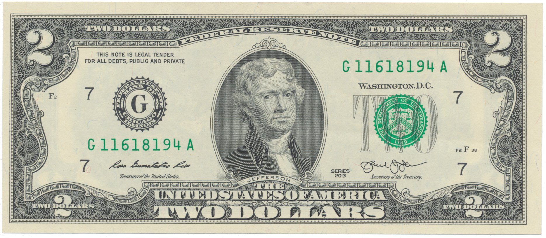 USA, 2 Dollars 2003, deklarace nezávislosti, Pick.516a