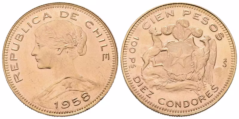 Chile, 100 Pesos/10 Condores 1958