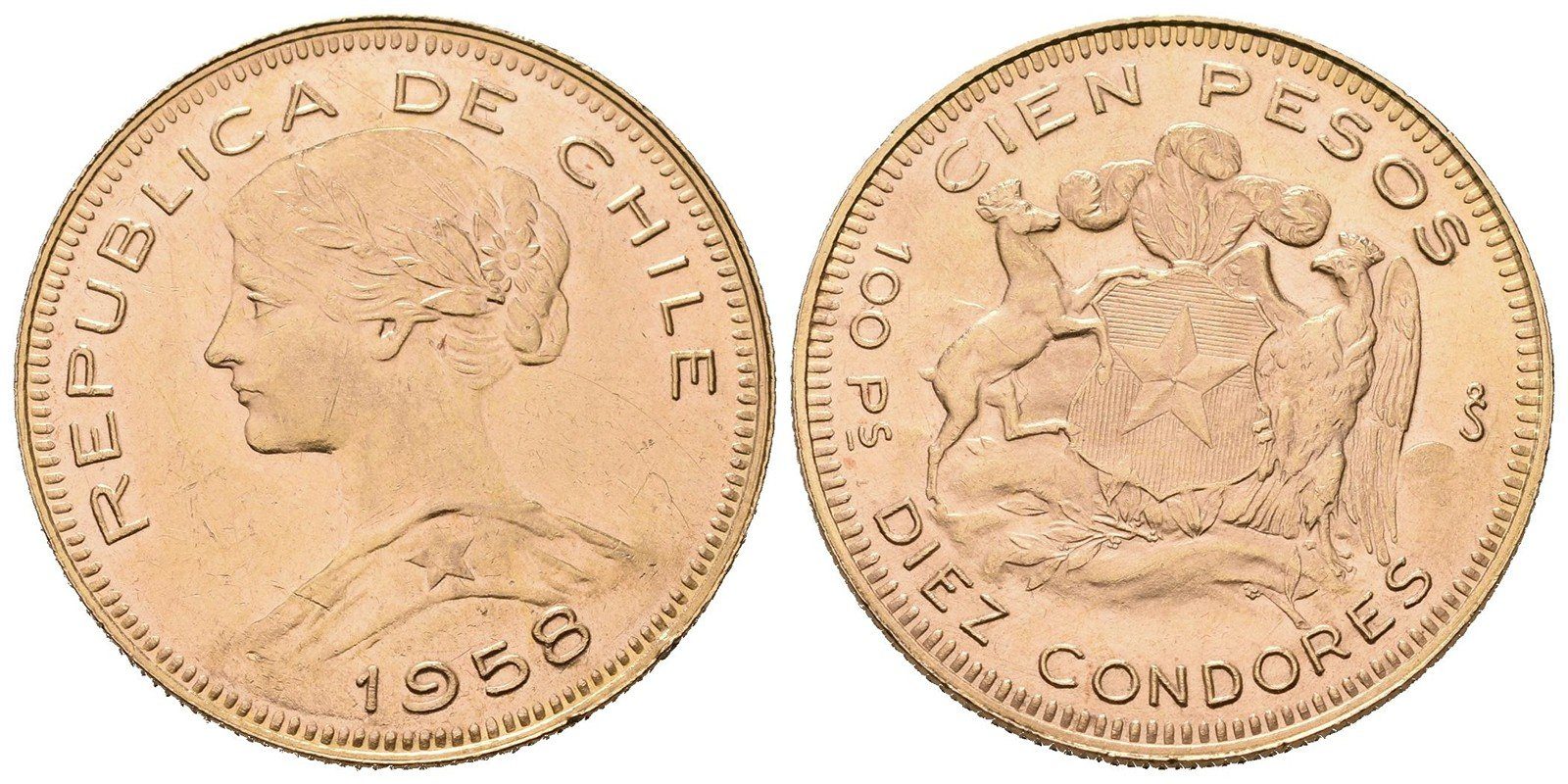 Chile, 100 Pesos/10 Condores 1958