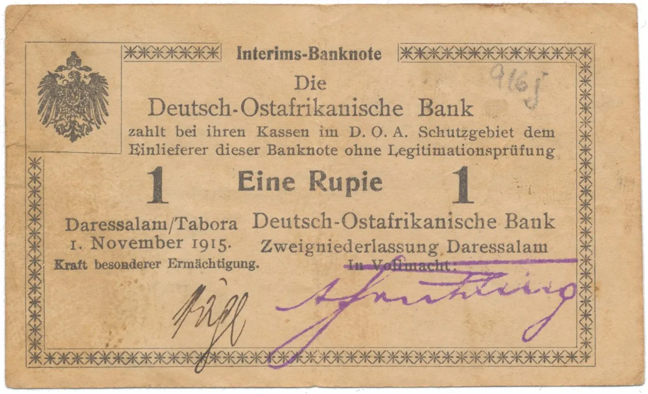 Německá Východní Afrika, 1 Rupie 1. 11. 1915, série R, R.916j